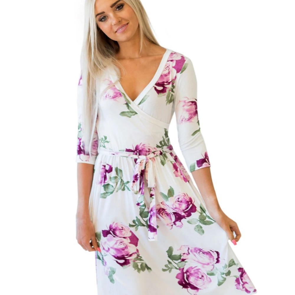 12PM by Mon Ami Floral Mini Wrap Dress